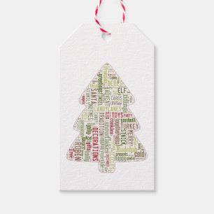Modernes Weihnachtsbaumgrün und -ROT Geschenkanhänger