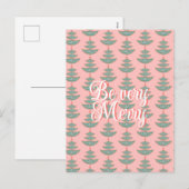 Modernes Weihnachtsbaummuster auf Pfirsich Feiertagspostkarte (Vorne/Hinten)