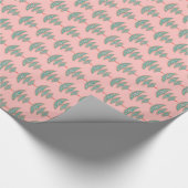 Modernes Weihnachtsbaummuster auf Pfirsich Geschenkpapier (Ecke)