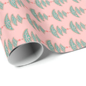 Modernes Weihnachtsbaummuster auf Pfirsich Geschenkpapier (Rolleneckpunkt)