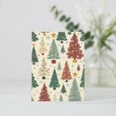 Modernes Weihnachtsbaummuster aus dem Mittelalter Feiertagspostkarte (Stehend Vorderseite)