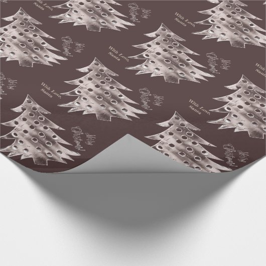 Modernes Weihnachtsbaummuster Elegantes Braun Geschenkpapier (Ecke)