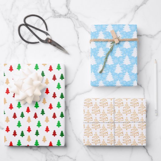 Modernes Weihnachtsbaummuster Geschenkpapier Set (Vorderseite)