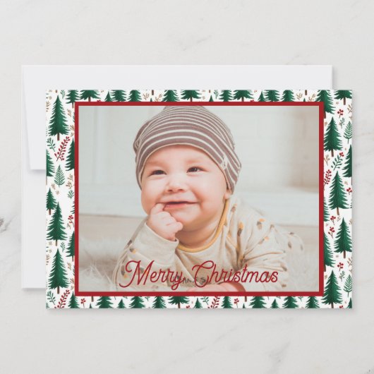 Modernes Weihnachtsbaummuster im Tannenwald Feiertagskarte (Vorderseite)