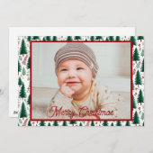 Modernes Weihnachtsbaummuster im Tannenwald Feiertagskarte (Vorne/Hinten)