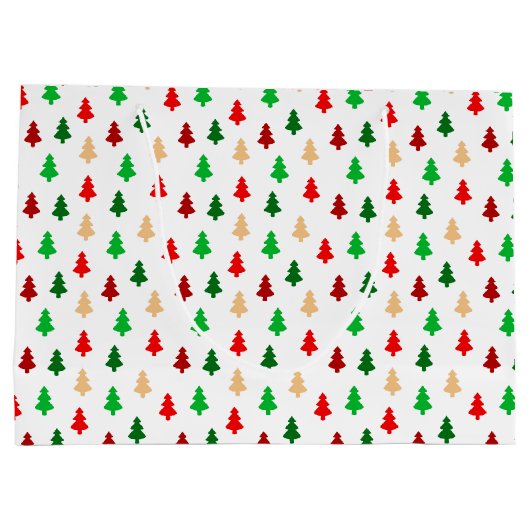 Modernes Weihnachtsbaummuster - Rotes Grün und Gol Große Geschenktüte (Rückseite)