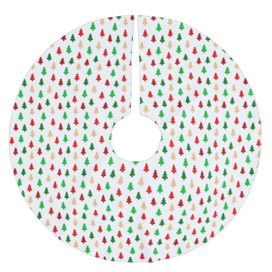 Modernes Weihnachtsbaummuster - Rotes Grün und Gol Polyester Weihnachtsbaumdecke (Vorderseite)