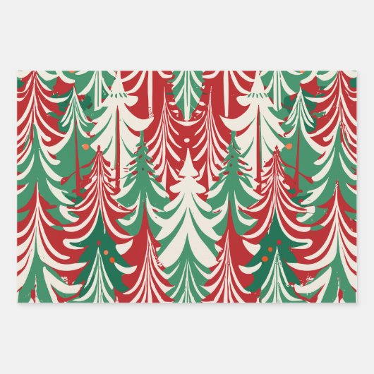 Modernes Weihnachtsbaumpapier mit Muster Geschenkpapier Set (Vorderseite 3)