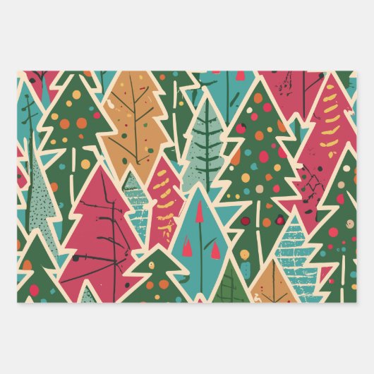 Modernes Weihnachtsbaumpapier mit Muster Geschenkpapier Set (Vorderseite 2)