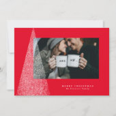 Modernes Weihnachtsbaumrotes Foto Feiertagskarte (Vorderseite)