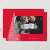 Modernes Weihnachtsbaumrotes Foto Feiertagskarte (Vorne/Hinten)