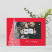 Modernes Weihnachtsbaumrotes Foto Feiertagskarte (Stehend Vorderseite)