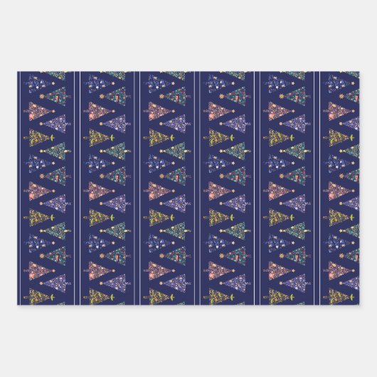 Modernes Weihnachtsbaumwrapping Paper Set Geschenkpapier Set (Vorderseite 3)