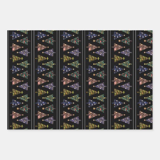 Modernes Weihnachtsbaumwrapping Paper Set Geschenkpapier Set (Vorderseite)