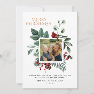 Modernes Weihnachtsblatt Botanischer Platz Folies Feiertagskarte