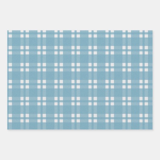 Modernes Weihnachtsblau Kariert, Schneeflocken & G Geschenkpapier Set (Vorderseite)