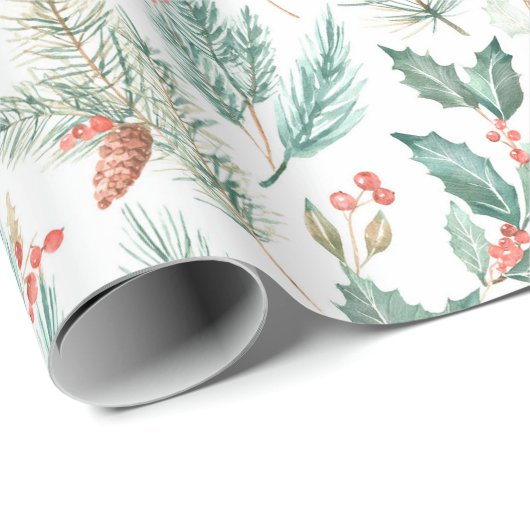 Modernes Weihnachtsblumenmuster Geschenkpapier (Rolleneckpunkt)