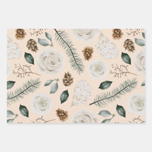 Modernes Weihnachtsblumenmuster Geschenkpapier Set (Vorderseite 3)