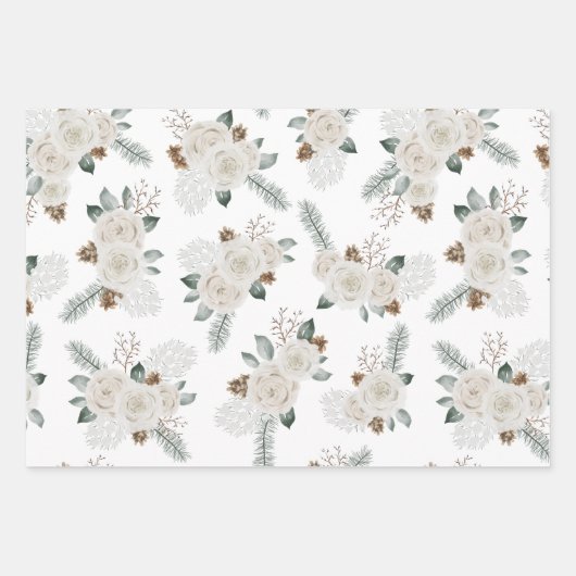 Modernes Weihnachtsblumenmuster Geschenkpapier Set (Vorderseite 2)