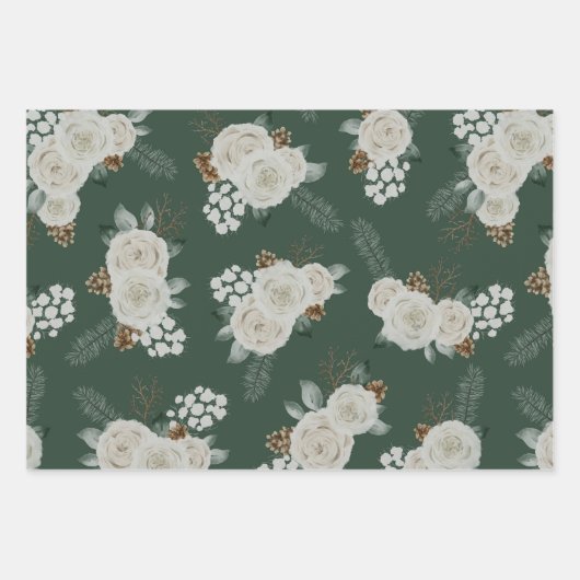 Modernes Weihnachtsblumenmuster Geschenkpapier Set (Vorderseite)