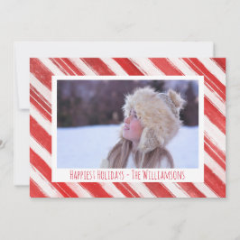 Modernes Weihnachtscreme Candy Stripe Foto Feiertagskarte
