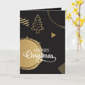 Modernes Weihnachtsdesign mit goldener geometrisch Karte (Gelbe Blume)