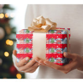 Modernes Weihnachtsdorf Geschenkpapier