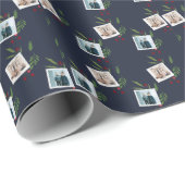 Modernes Weihnachtsfamilien Foto Custom Berry Geschenkpapier (Rolleneckpunkt)
