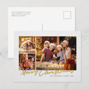 Modernes Weihnachtsfamilien-Foto Feiertagspostkarte