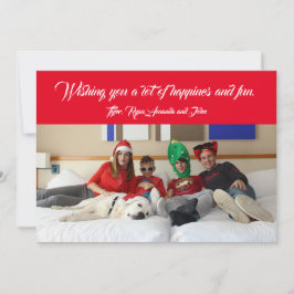 Modernes Weihnachtsfamilien Foto Holiday Red Feiertagskarte