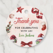 Modernes Weihnachtsfest 1. Geburtstag Party Geschenkanhänger (Rückseite)