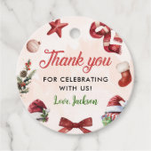 Modernes Weihnachtsfest 1. Geburtstag Party Geschenkanhänger (Vorderseite)