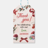 Modernes Weihnachtsfest 1. Geburtstag Party Geschenkanhänger (Vorderseite)