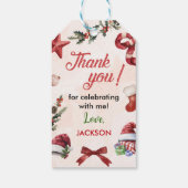 Modernes Weihnachtsfest 1. Geburtstag Party Geschenkanhänger (Rückseite)