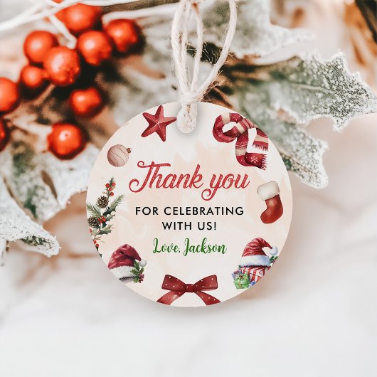 Modernes Weihnachtsfest 1. Geburtstag Party Geschenkanhänger