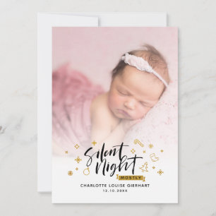 Modernes Weihnachtsfest Baby Birth Foto Ankündigung