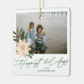 Modernes Weihnachtsfest botanischer Feiertage Foto Keramikornament (Links)