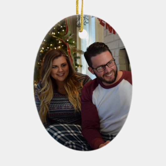 Modernes Weihnachtsfest Buntes Foto Ornament (Hinten)