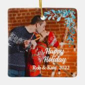 Modernes Weihnachtsfest - Foto Keramikornament (Vorderseite)