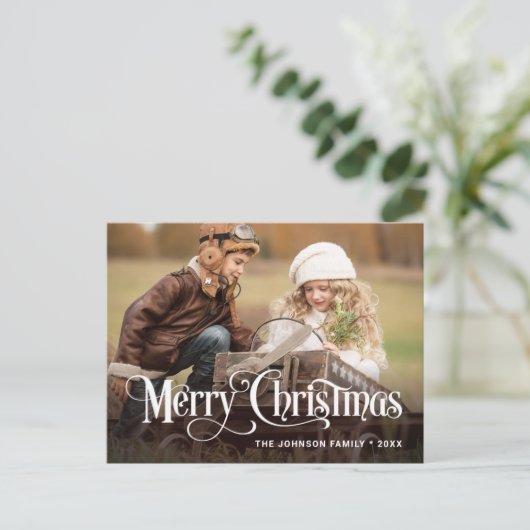 Modernes Weihnachtsfest-FOTO Postkarte (Stehend Vorderseite)