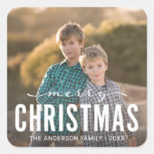 Modernes Weihnachtsfest-Foto Quadratischer Aufkleber (Vorderseite)