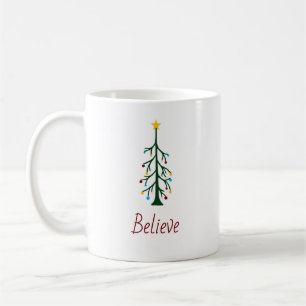 Modernes Weihnachtsfest glauben Evergreen Tree Kaffeetasse