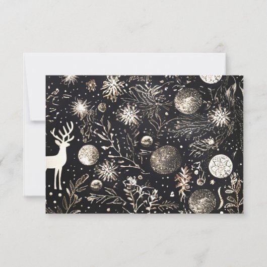 Modernes Weihnachtsfest im Party Black Gold RSVP Karte (Rückseite)