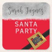 Modernes Weihnachtsfest im Santa Party Untersetzer (Vorderseite)