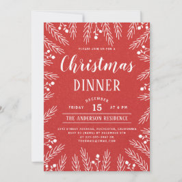 Modernes Weihnachtsfest in Rot und Weiß Einladung