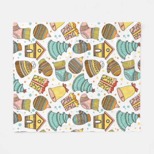 Modernes Weihnachtsfest-Muster Fleecedecke (Vorderseite (Horizontal))