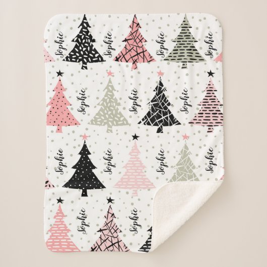 Modernes Weihnachtsfest Personalisiert Sherpa Blan Sherpadecke (Vorderseite)