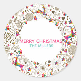 Modernes Weihnachtsfest Runder Aufkleber