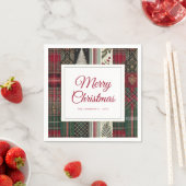 Modernes Weihnachtsfest Rustikales Kariertes Muste Serviette (Beispiel)