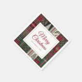 Modernes Weihnachtsfest Rustikales Kariertes Muste Serviette (Ecke)